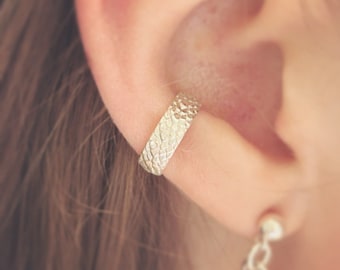 Snakeskin Sterling Silver Ear Cuff: No Pierce Animal Print