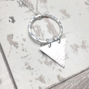 Long Triangle Necklace Sterling Silver, Geometric Jewellery, Statement and Contemporary, Layering Necklace