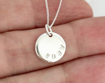 Handmade Sterling Silver Name Necklace: Personalized Initial Disc