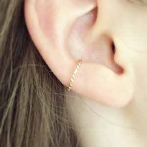 Gold Ear Cuff, Twisted Gold Filled Ear Cuff, Minimalist Ear Wrap No Piercing Needed, Fake Ear Conch
