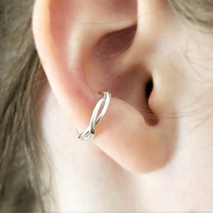 Ear Cuff Sterling Silver, Braided Boho Style, Sterling Silver Fake Ear Piercing, Ear Wrap Adjustable and Comfortable