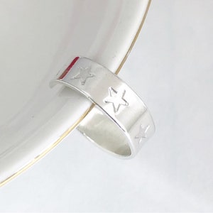 Star Ear Cuff Sterling Silver For Women UK, Chunky Ear Cuff, Ear Wrap, No Piercing Fake Piercing, Unisex Mens Ear Cuff