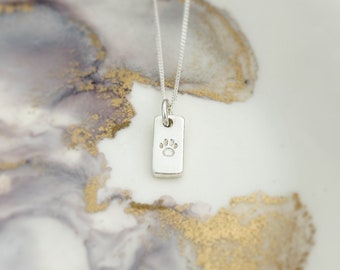 Sterling Silver Paw Print Necklace: Pet Lover Gift