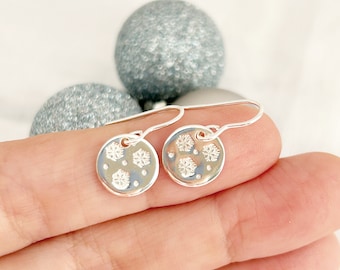 Christmas Earrings Sterling Silver, Snowflake Earrings, December Birthday