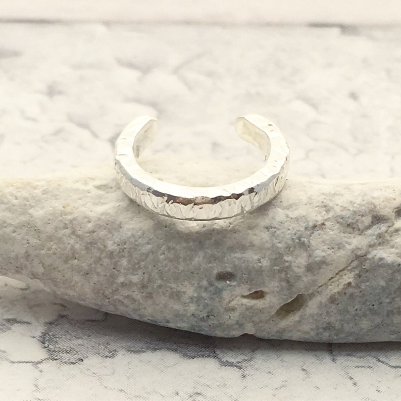 Boho Style Ear Cuff No Pierce Slip on Cuff Textured To Catch The Light Silver Ear Cuff