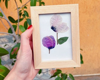 Painting of real dried flowers. Floral wall decoration. Wall Art. Botanical Herbarium. Nature lover gift. Frame of pressed flowers
