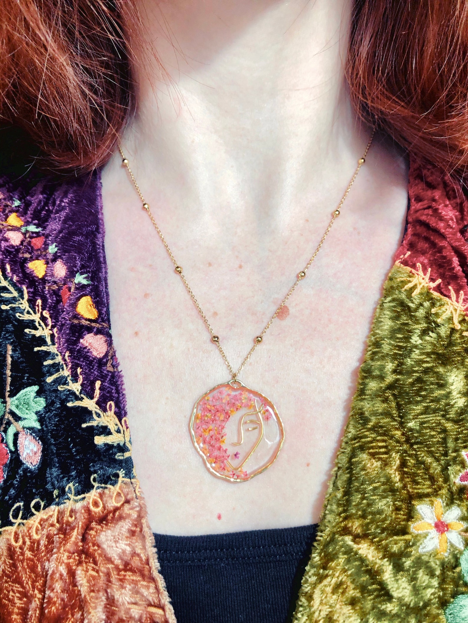 Dry Flower Resin Necklace Real Flower Necklace Gold Flower Etsy