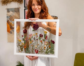 Bridal bouquet frame, personalized pressed flowers, ceremony flowers, wedding gift, dried flower bouquet, personalized frame