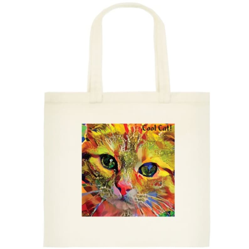 Cool Cat Eco Tote Bag Original art design Kitten Pussycat Environmentally friendly Natural Cotton