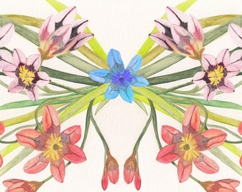 Designer Chiffon Scarf - Original art - "Springtime Spraxis" - Wearable Art - Floral - Placement printed - Environmentally friendly inks