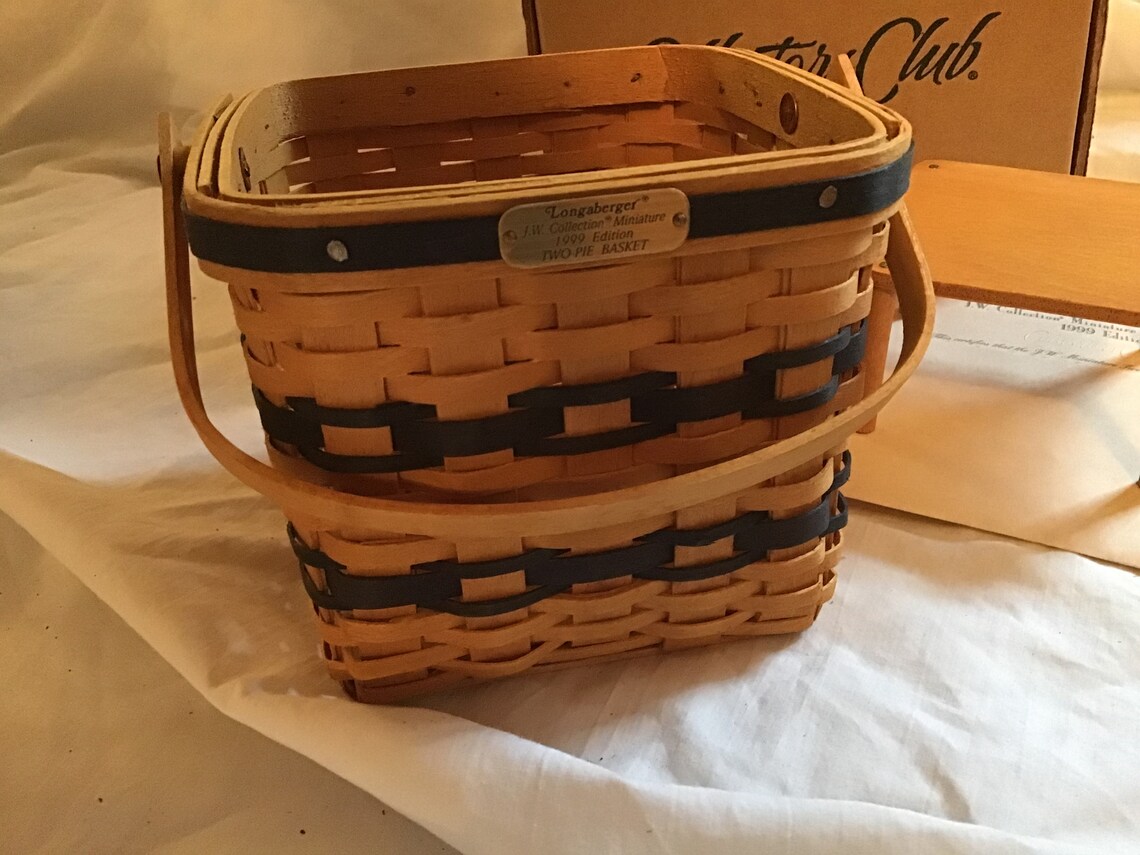 Longaberger Miniature JW Two Pie Basket Original Box Etsy