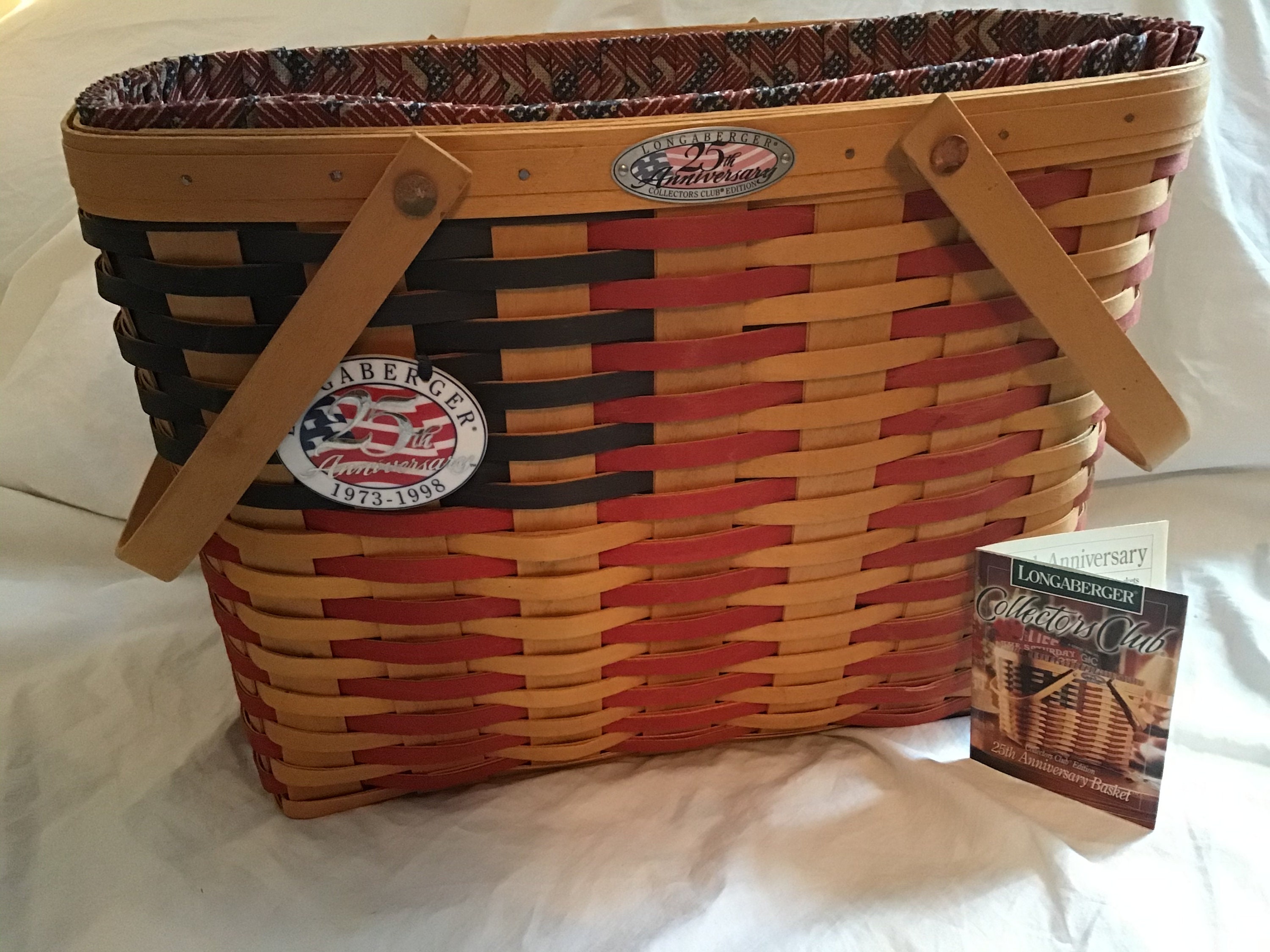 Longaberger 25th Anniversary Flag Basket With Americana Fabric Etsy
