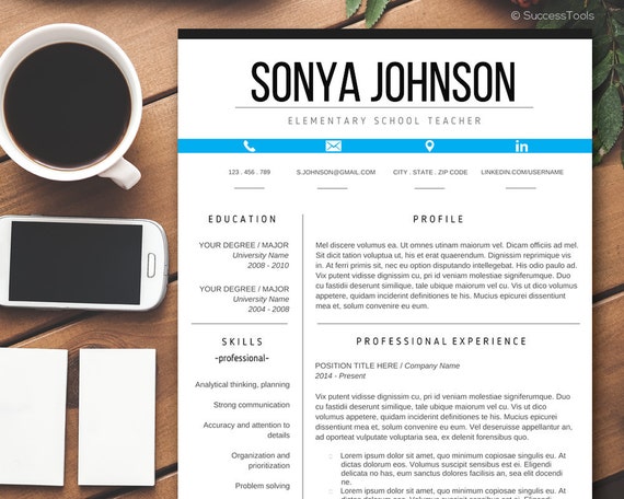 cv template modern resume resume template instant download free cover letter and social icons professional resume teacher resume free modern teacher resume templates