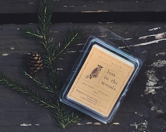 lost in the woods | essential oil wax melts | pine needle, cedarwood, anise | all natural soy wax tarts