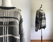 Oversized graphic plaid sweater gray