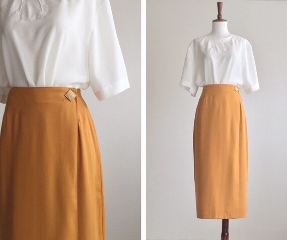 Mustard midi skirt