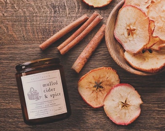 mulled cider & spice | essential oil candle | cinnamon, clove, nutmeg, peru balsam | soy wax candle, all-natural candle