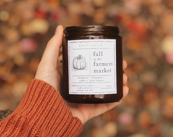 fall at the farmers market | essential oil candle | coffee, cinnamon, bergamot, peru balsam | soy wax candle, all-natural candle