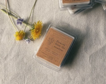 flowers from the meadow | essential oil wax melts | geranium, ylang ylang, lavender, lemongrass | all-natural soy wax melts