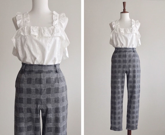 Glen plaid crop pants