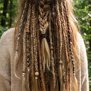 Boho Dreadlock Extensions Blonde - Brunette - Natural Look Full Set Lightweight & Reusable