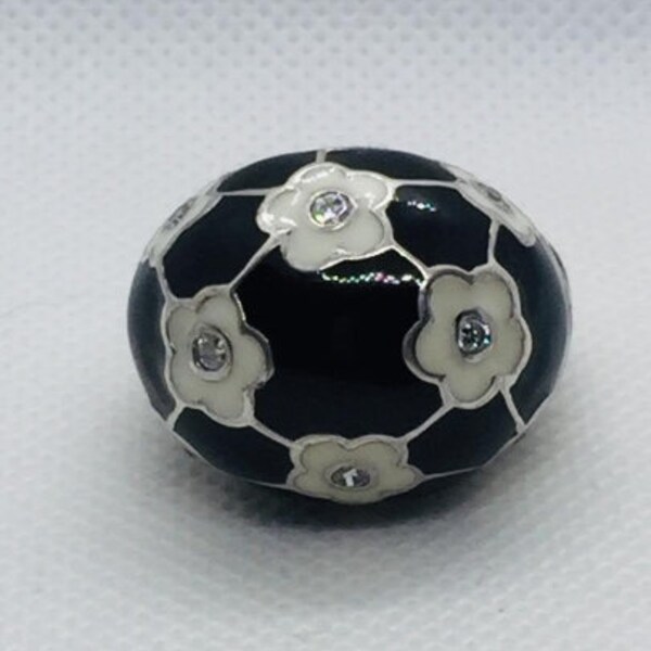 925 Sterling Silver ring with black enamel and zirconia, enamel ring, zirconia ring, turkish jewelry