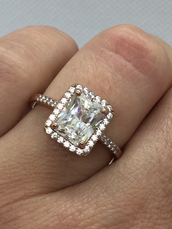 925 Sterling Silver Lab Created Diamond Engagement Ring Etsy