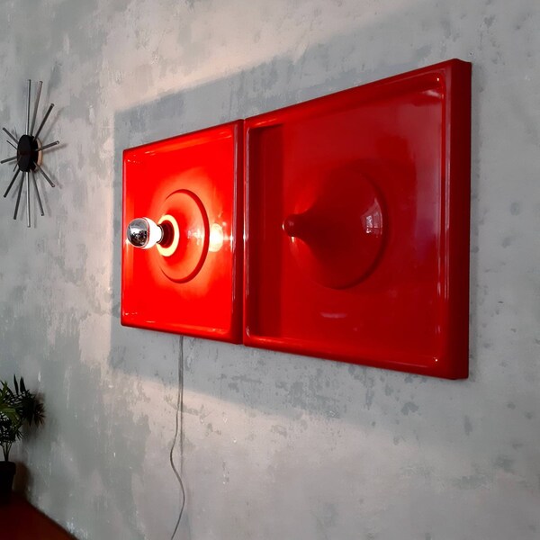 Vintage Space age plastic Red wall light and a coat rack
