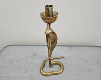 Vintage Solid Brass Snake Candlestick