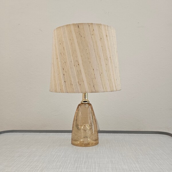 Vintage Table lamp Acrylic plastic Base with a Fabric Shade / Aro Leuchten /  Yellow