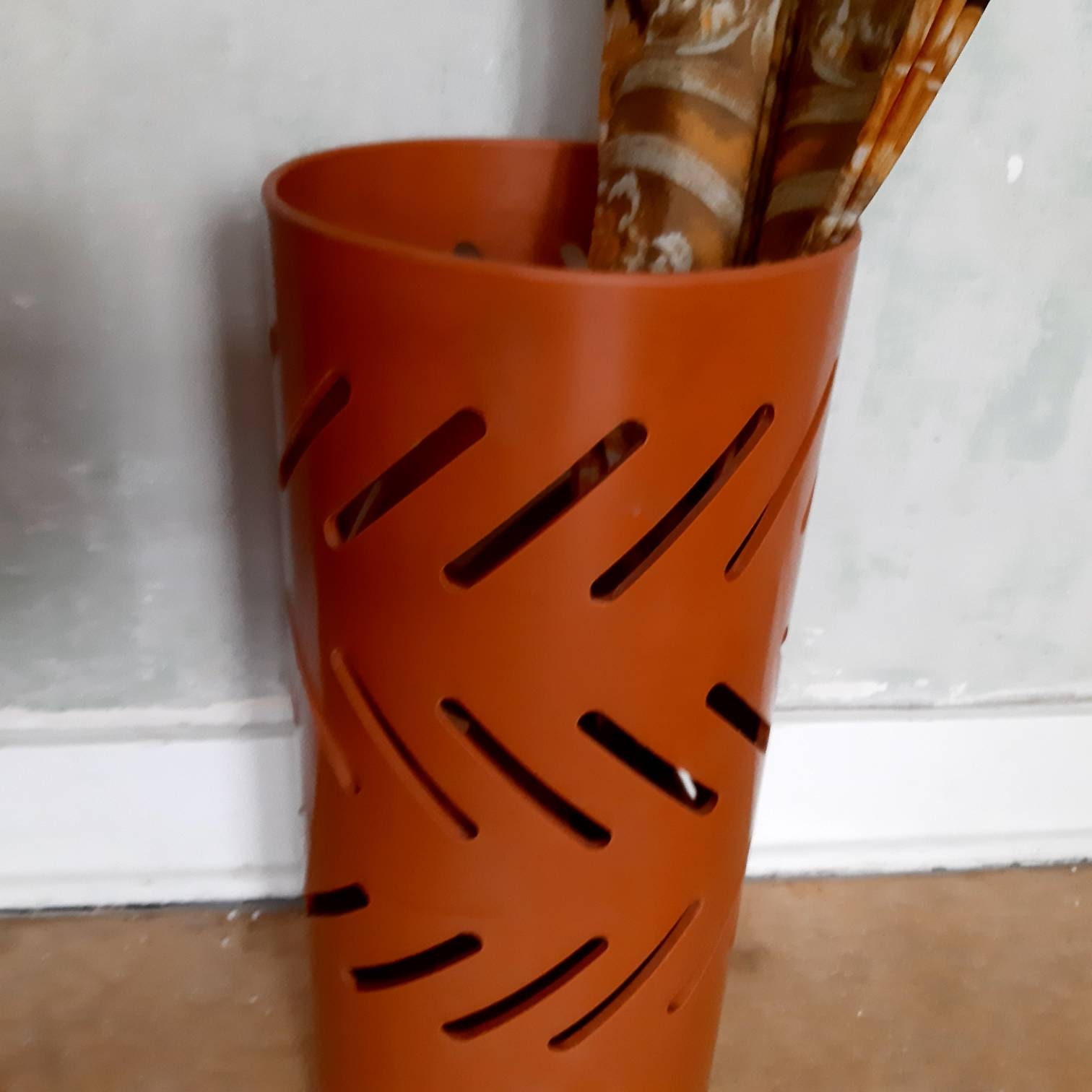 ヴィンテージ ミッドセンチュリーモダン 傘立て / ゴミ箱 / オレンジ