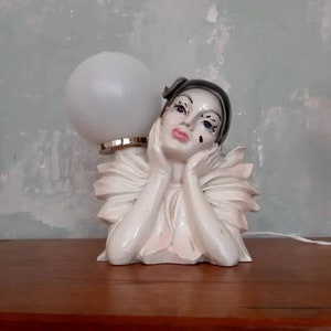 Vintage Harlequin Clown Pierrot  Table Lamp