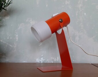 70s Orange Desk Lamp Metal Glass Adjustable Spot Light