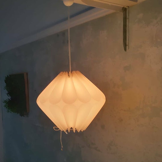 70s Vintage Space Age Pendant Light White Plastic Ceiling Lamp