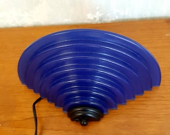 80s Sconce light Cobalt Blue by Happy lights / Plug in Wall Lamp