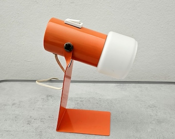 Lampada da tavolo vintage in stile spaziale: faretto in metallo arancione, luce da scrivania regolabile