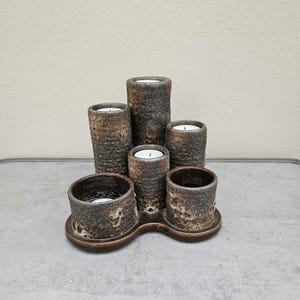 1970 年代の Votive Candle Holder by Vorupor / ブラウン セラミック デザイン