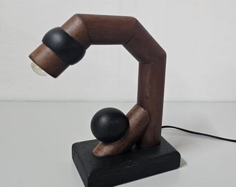 90s Vintage Wood Table Lamp / Desk Light