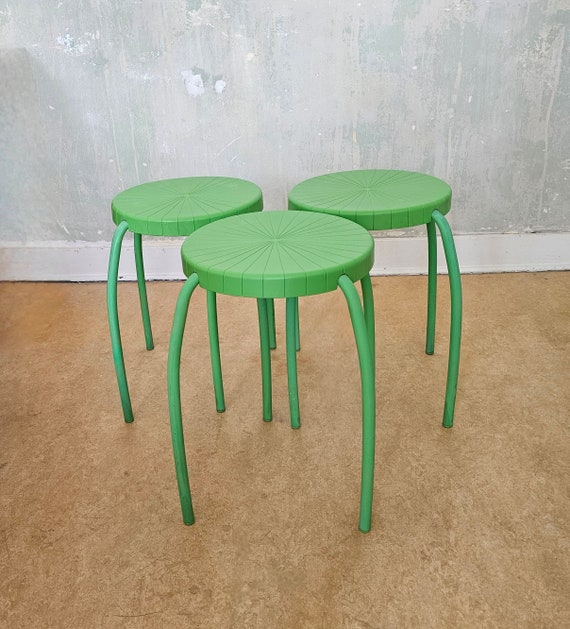 Vintage Ikea Stool Green Stool Pallar by Maria Vinka Set of 3 Stools Etsy