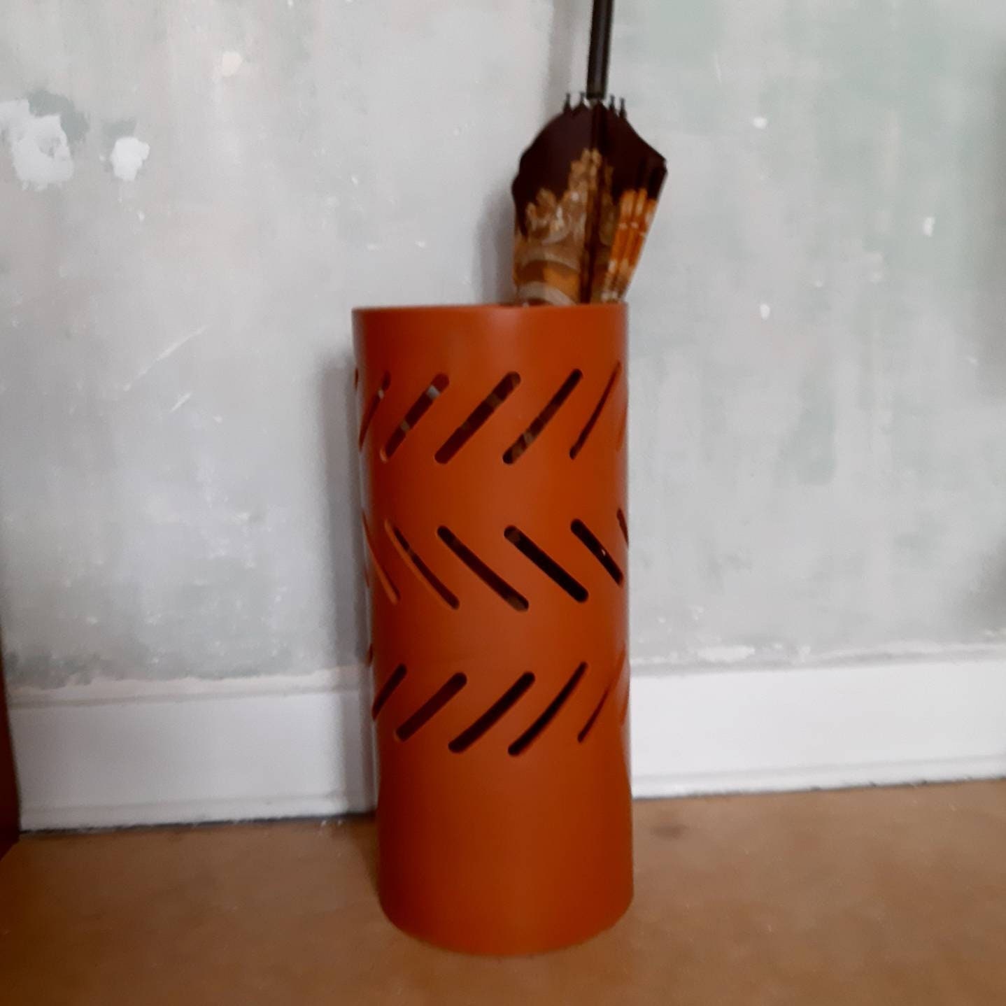 ヴィンテージ ミッドセンチュリーモダン 傘立て / ゴミ箱 / オレンジ