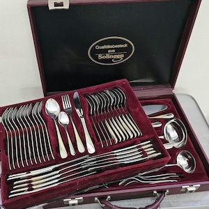NIVELLA Solingen Cutlery Set /  12 person 72 pieces Cutlery Case  /  18/10 with Gold Decor
