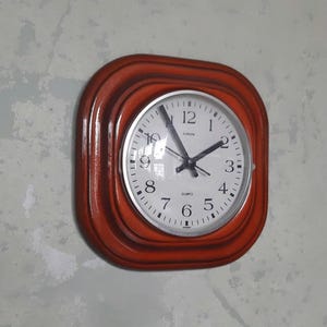 Wall Clock Retro Orange / German Ceramic Clock / Vintage Kitchen Decor