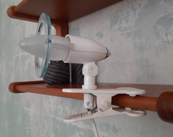 Small Vintage Clamp Lamp /  White Hustadt leuchten / Plug in Wall Sconce Light / White