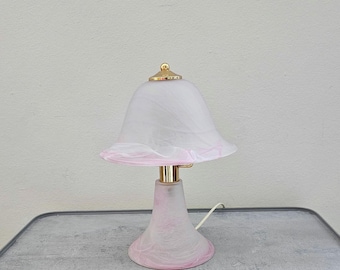 Vintage Rosa Murano Glas Lampe / Pilz Tischlampe