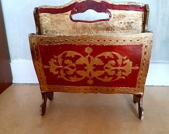 ヴィンテージマガジンラックフランス製ミッドセンチュリー真鍮ガラス