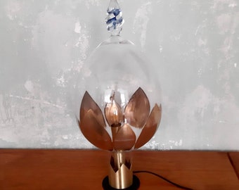 80s Table Lamp Modern / Hand Blown Glass Art Lamp by Vera Walther Germany / Vintage