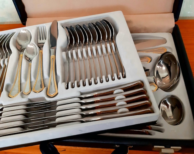 SBS Solingen Cutlery Set 23/24 Carat Gold Plated for 12 Person Cutlery