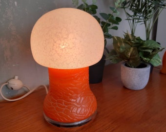 Mid century Mushroom lamp Orange / Retro /  Glass / Karin Korn VEB Gorlitz   / 60s Space Age  / Glass Design Table Lamp  Modern