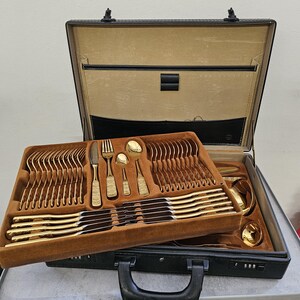 SBS Solingen Cutlery Set  12 person 70 pieces Cutlery Case  Fully 23/24 karat Gold Plated / Vintage Christmas decor / Unique gift