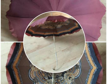 Vintage 1950s double abstract print umbrella - gift for woman